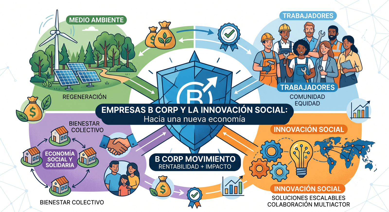 Esquema sobre empresas B Corp e innovación social en la economía solidaria